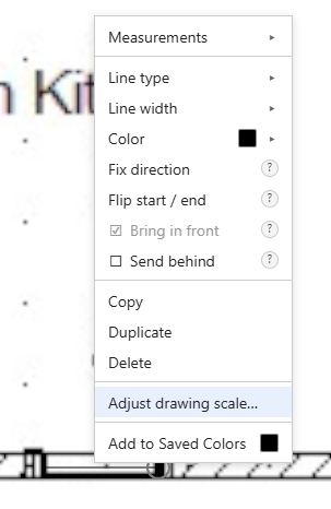 The right-click menu in SimpleDraw with the Adjust drawing scale option highlighted