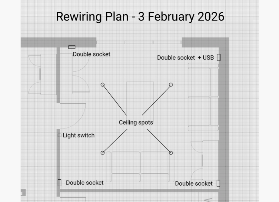 Electrical Plan drawn over Floor Plan