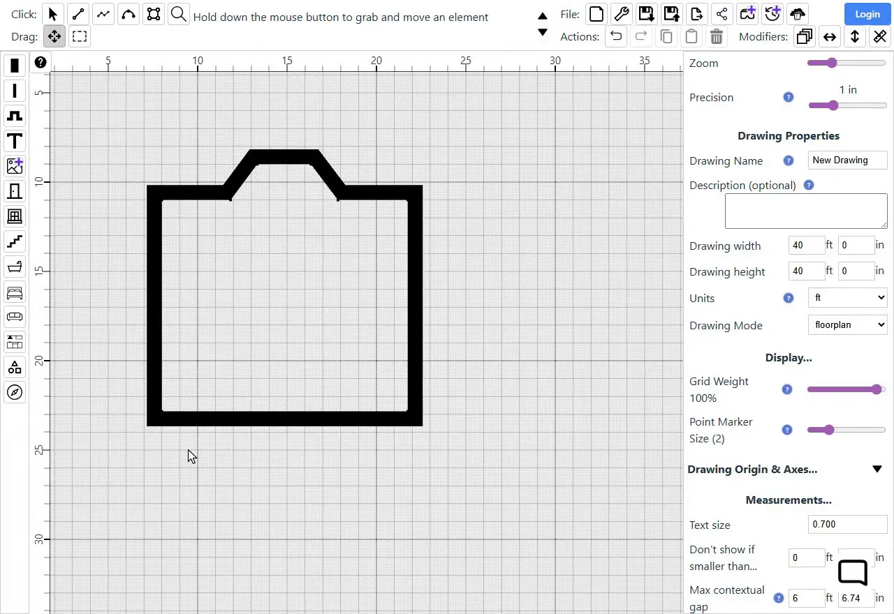 Dragging each front corner of the bay 1 foot 6 inches toward the middle, so its sides angle in