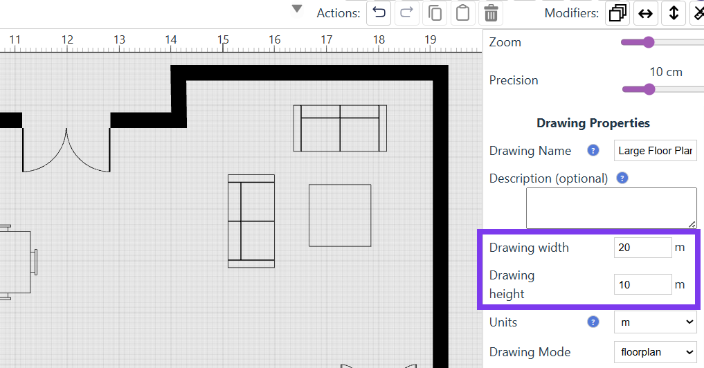 Viewing the dimensions of a drawing in SimpleDraw