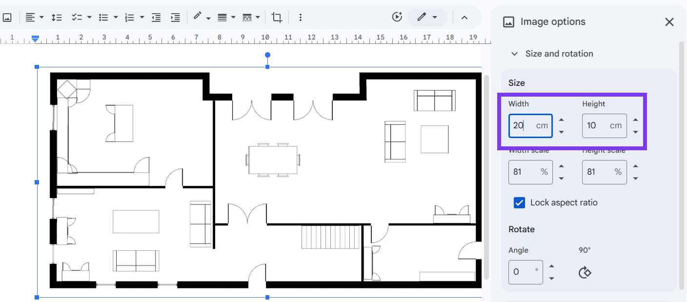 A scale drawing being exported as a PDF in SimpleDraw