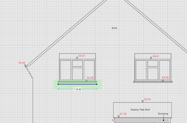 Measuring a window sill on a PDF elevation drawing in SimpleDraw