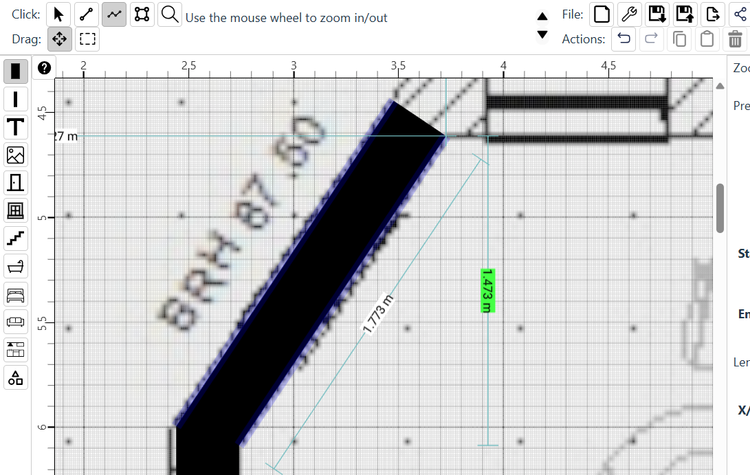Tracing the exterior walls of a floor plan