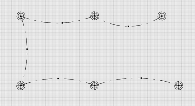 Dashed curves routed between electrical fixtures