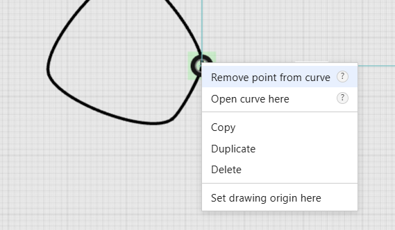 Curve point right-click menu