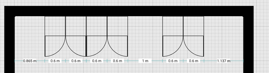 Example use of Item Gap Measurements to show dimensions on a floor plan